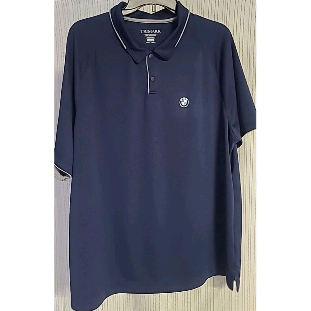 BMW Polo Shirt Adult XL Nvy Blue Trimark NAC23 Cars Golf Stretch Automobile